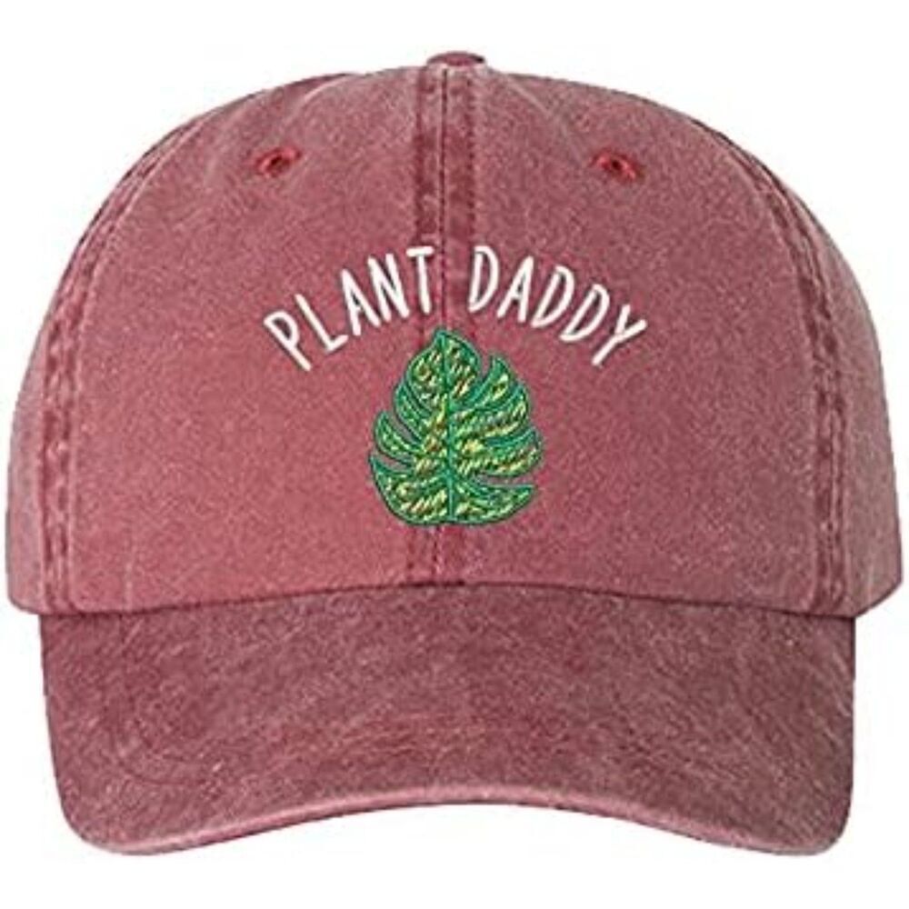 Unisex Wine 100% Cotton Plant Daddy Embroidered Adjustable Classic Baseball Cap